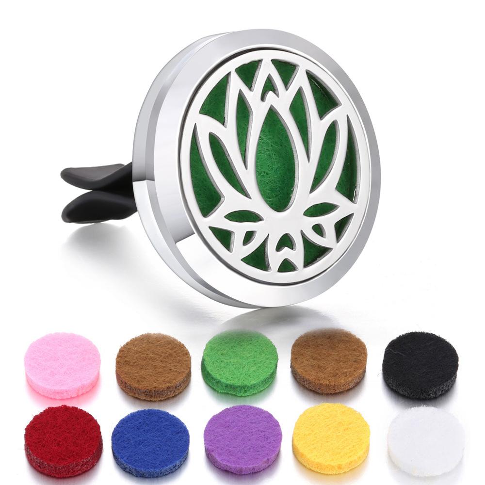 1pc Refillable Car Air Freshener Smell Perfume Diffuser Clip Auto Vent Essential Oil Stainless Steel Locket Interior Accessories