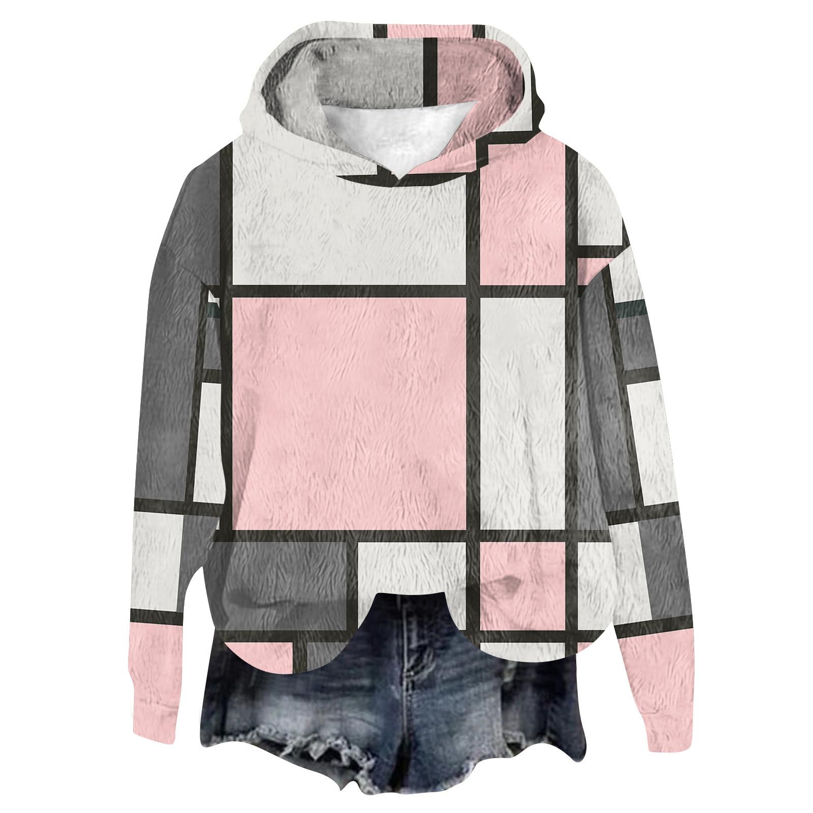 

Женский фланелевый топ с капюшоном и длинным рукавом с принтом, толстовка с капюшоном S