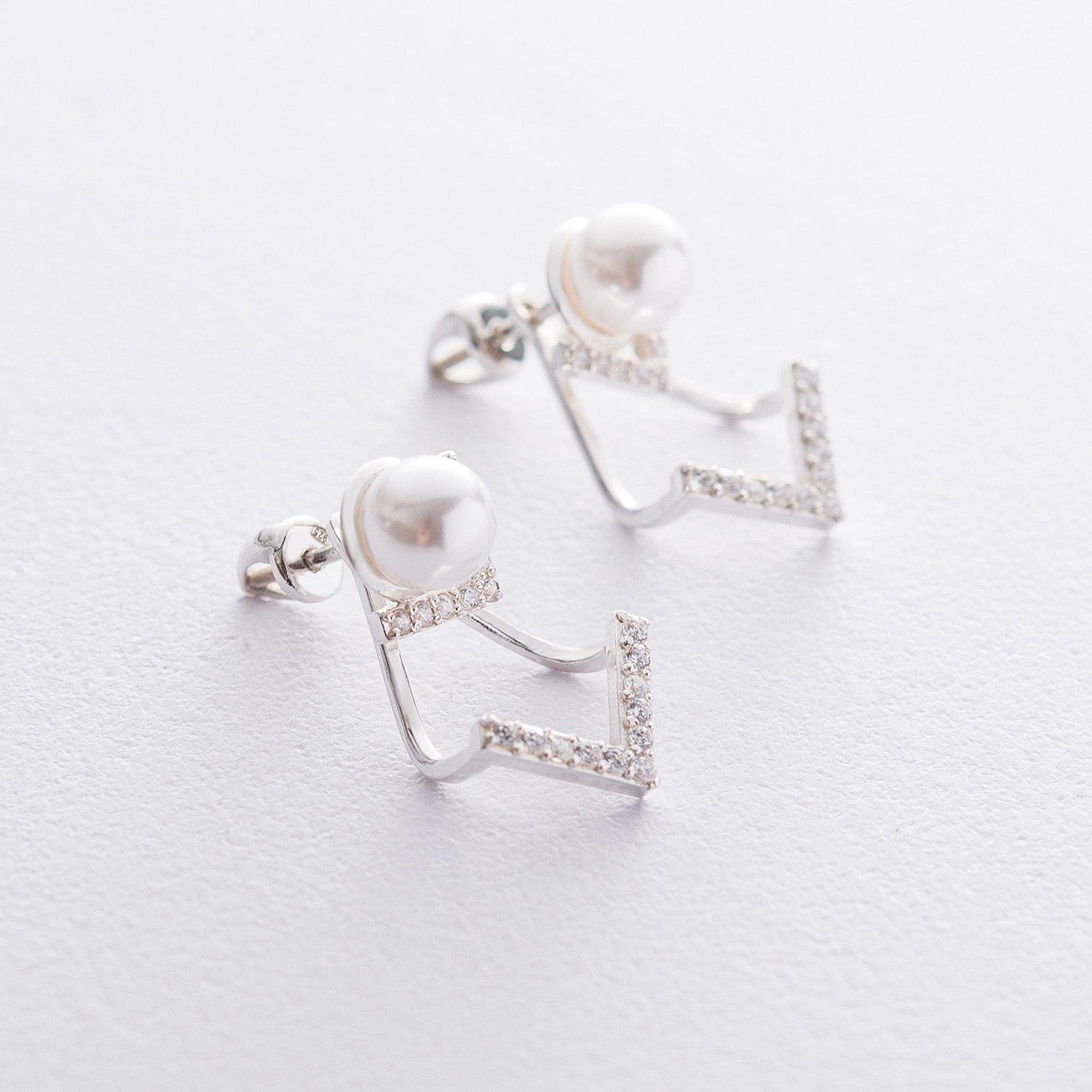 

Срібні сережки Перлинки Oniks срібний