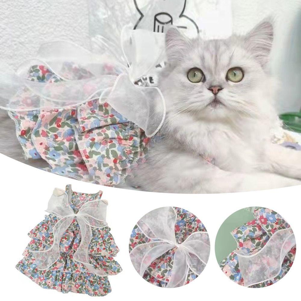 Princess Style Pet Floral Skirt Mesh Skirt Dog Dresses Cute Cat Dress  Dog Cat