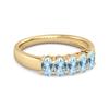 Blue Topaz Oval Five-Stone Ring - 925 Sterling Silver Gold Vermeil