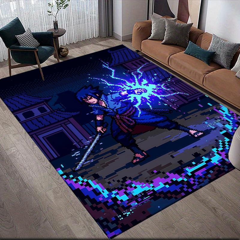 Uchiha Sasuke Home Sofa Dekoration für Wohnzimmer & Schlafzimmer, Rutschfeste Spiel-Flanell-Bodenmatte für Spielzimmer