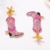 Sweet cool western wind gradual change pink diamond cowboy boots starfish embellishment earrings Spice girls out of the street fashion women's earring