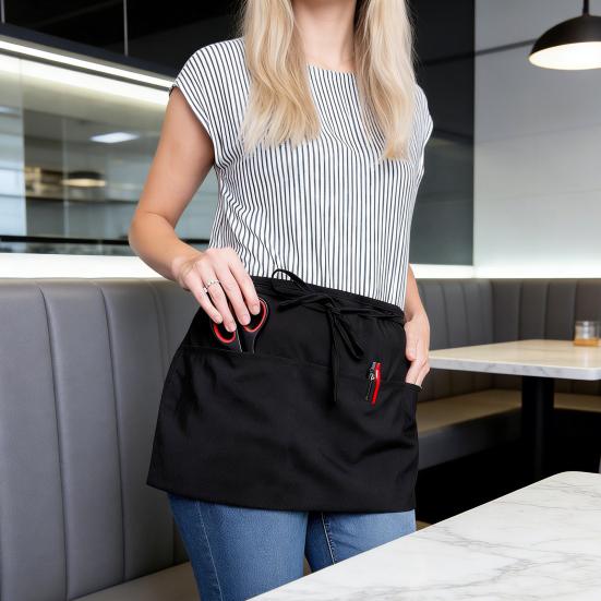 Demi-Tablier avec 3 Poches Tablier de Travail en Polyester Tablier Imperméable à Séchage Rapide Facile d'Entretien Tablier Anti-Poussière pour Chefs Pâtissiers Restaurants Usage Domestique