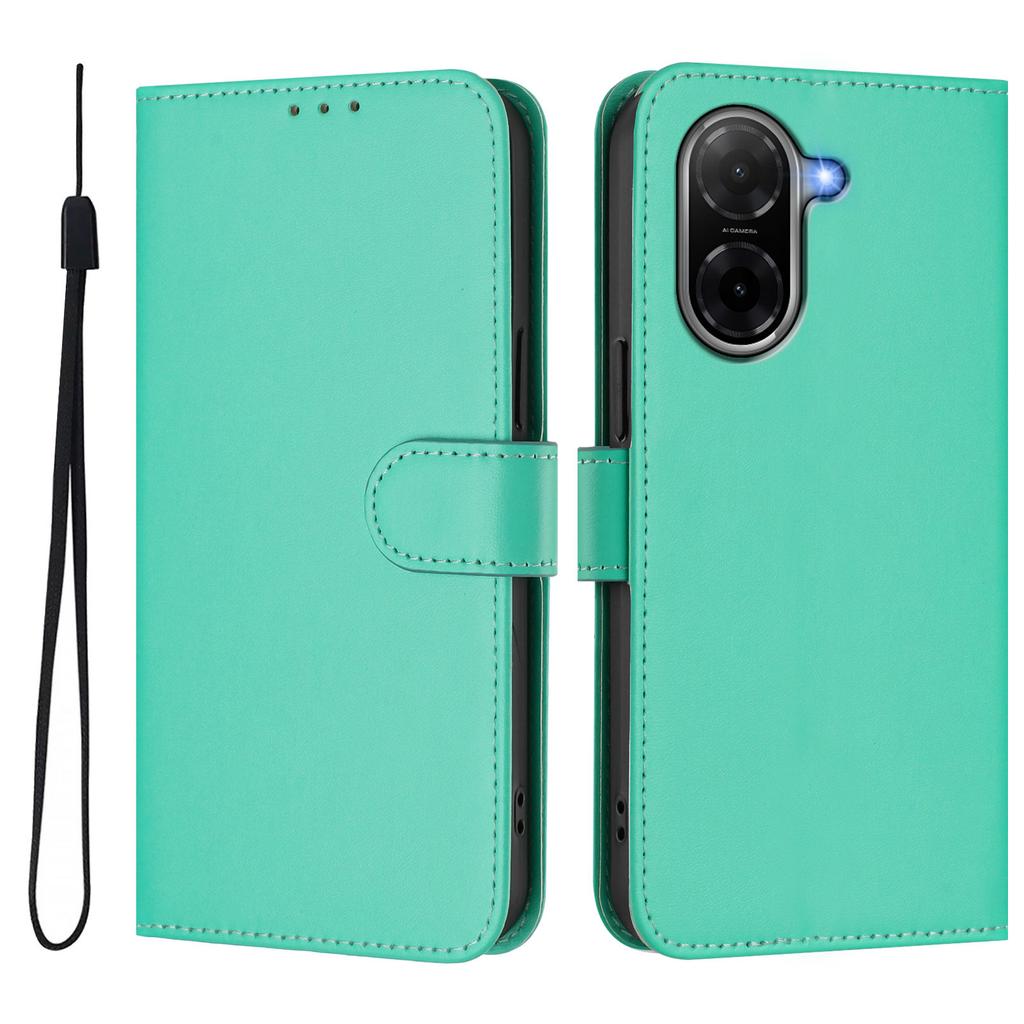 For Xiaomi Poco C71 4G/Xiaomi Redmi A5 4G (171.7*77.8*8.3mm) Case Solid Color Wallet Leather Phone Cover with Strap