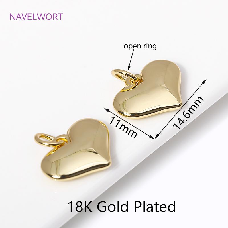 Trendy 18K Gold Plated Brass Heart Charms Pendants For Necklace Making Supplies Handmade DIY Jewelry Accessories Pendants 2 pieces