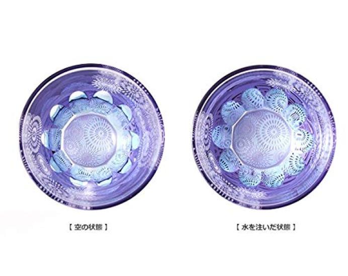 Glass Lab A Mysterious Glass That Expands Its Pattern When You Put Alcohol In It a Wooden Edo Sand Covered Made In Japan [GLASS-LAB] "Fireworks" [In