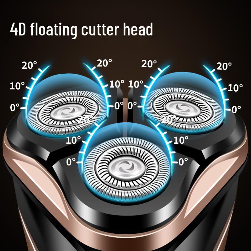 Germany 4D Electric Shaver: Rechargeable, Washable, Three-Blade Men's Razor and Smart Beard Trimmer with Floating Heads.