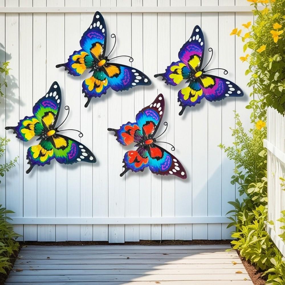 1/3/4pcs Outdoor Metal Butterfly Wall Art Decor Courtyard Crafts Iron Home Wall Decoration Pendants Garden Wall Hanging