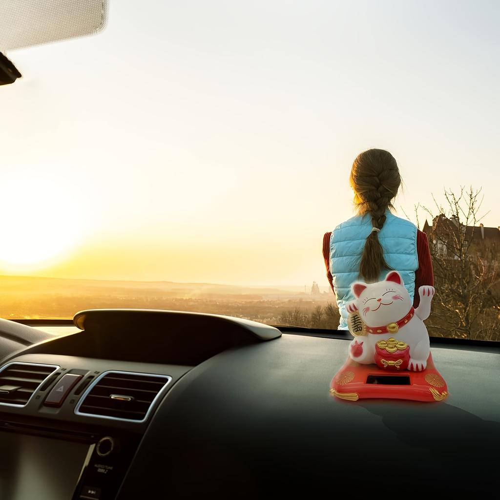 Solarbetriebenes winkendes Mini-Glückskätzchen Autoornament, 1 Stück | Erhältlich in 3 Farben, Perfekt für die Armaturenbrettdekoration oder Bürodekoration, Ideales Weihnachtsgeschenk