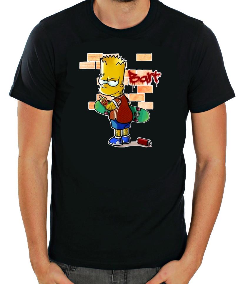 Bart Simpson, wall painting, graffiti, Short Sleeve T- Shirt Men G813 4XL
