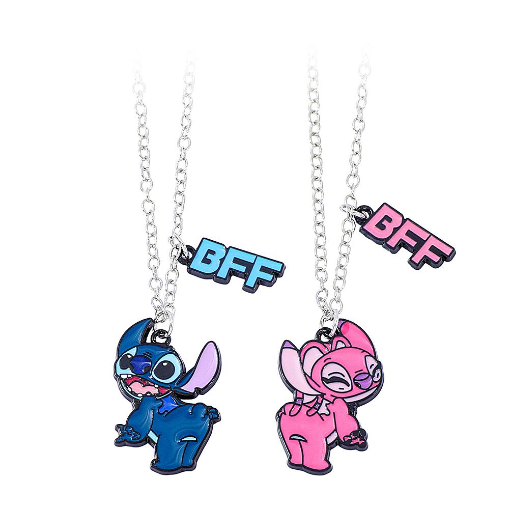 Couple's Stitch Heart Necklace - Gold & Silver Angel And Stitch Cute Style Jewelry Pendant Gift for Girls