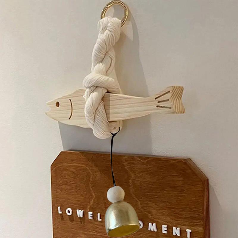Fish Car Ornament Pollack Wall Art Hangable Wooden Door Pendant With Bell Hangable For Wall Door Wall Art Door Decoration