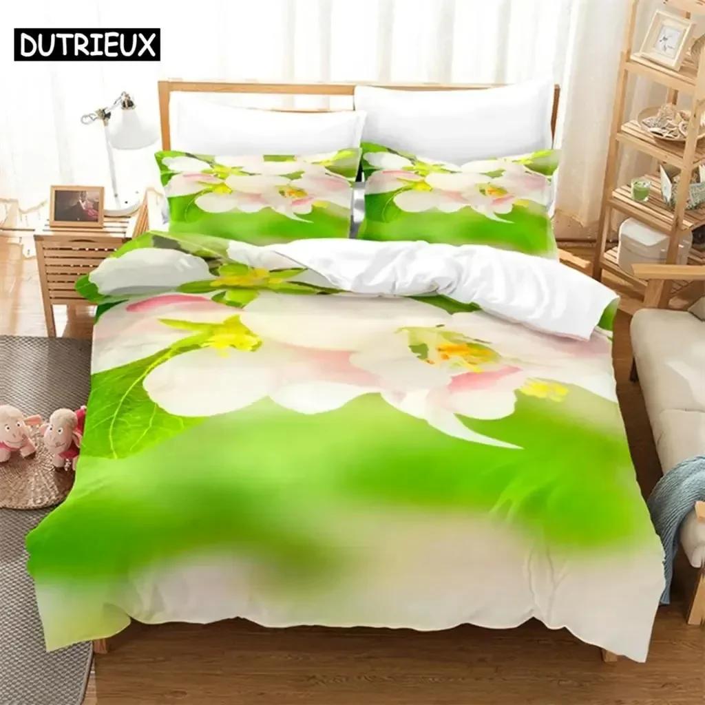 Green Leaf Flower Bedding Set For Bedroom Soft Modern Bedspreads Comefortable Kids Duvet Cover Quilt Cover And Pillowcase