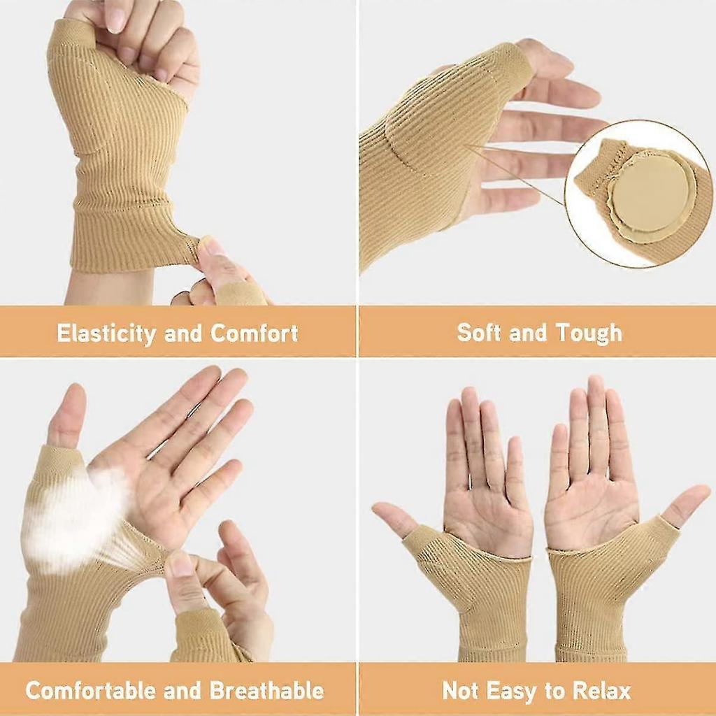 Wrist And Thumb Support Braces, 1 Pair Breathable Thumb Compression Arthritis Gloves With Gel Thumb Injury Pads For Thumb Pain Relief From Sprains, Te