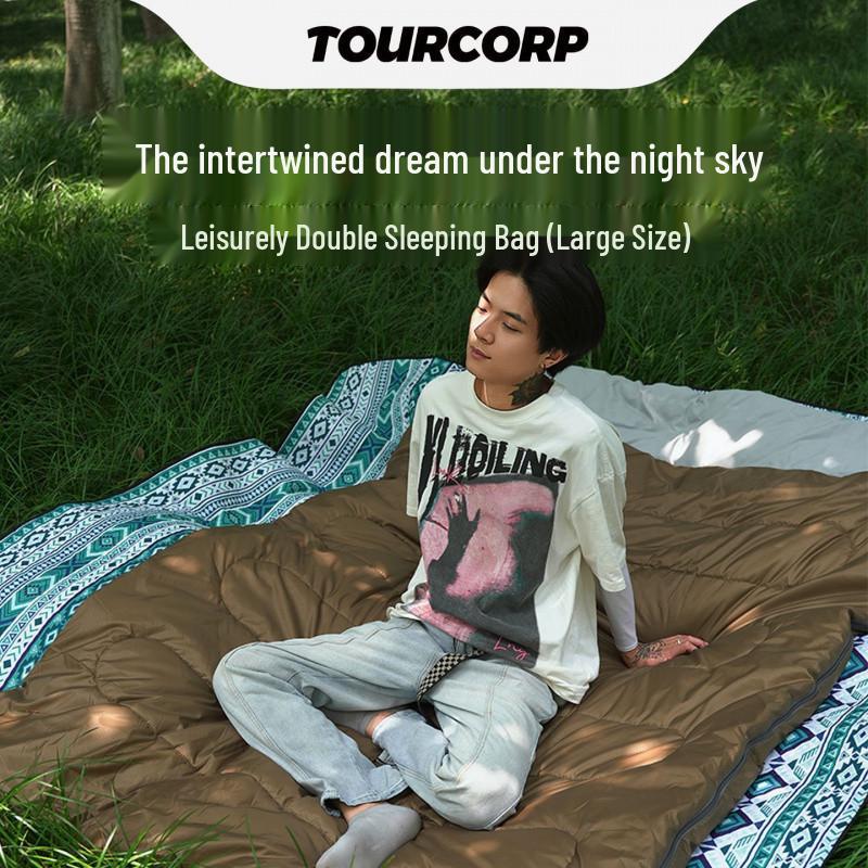 Double Adult Sleeping Bag: Portable, Thick Warm Quilt for Outdoor Camping, Autumn/Winter Use, Dual-Use Cold Protection