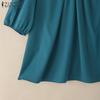 ZANZEA Women Casual Round Neck Summer Half Sleeve Blouse