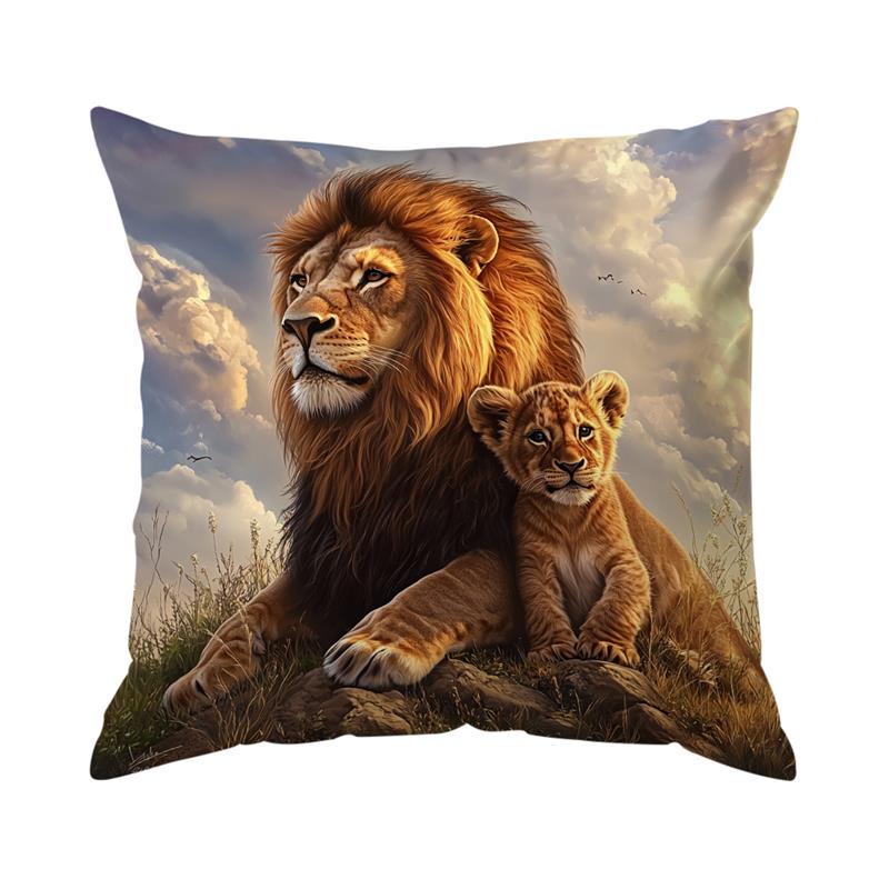 Home Decor Wild Animals Family Portrait Cushion Covers Pattern Cushion Cover Suitable for Sofa Bedroom Car Pillow Cover