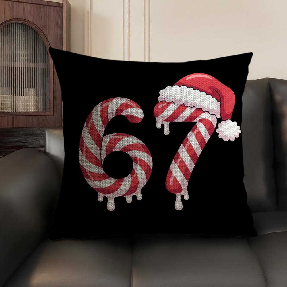 67 Six Seven Cushion Cover Natural Linen Organic Fabric DoubleSided Printing Sofa Home Decor Breathable Environmentally