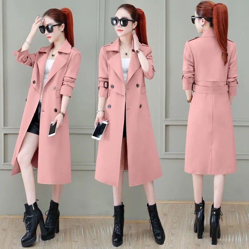 Windbreaker Women's Mid-length Spring and Autumn Loose and Thin Temperament Popular Jacket
