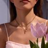 New Ocean Vacation Style Pearl Color Color Crystal Jewelry Accessories Pink Necklaces Charm Pearl Crystal Pendants