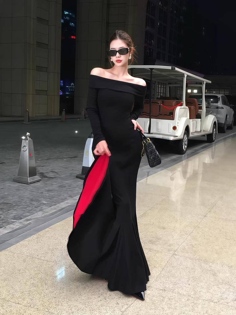 Spring & Autumn American-Style Slim One-Shoulder Sexy Formal Dress with Asymmetrical Hem