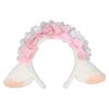 Lovely Headband Sheep Ear Shape Hairhoop with Pleated Lace for Cosplay Decors