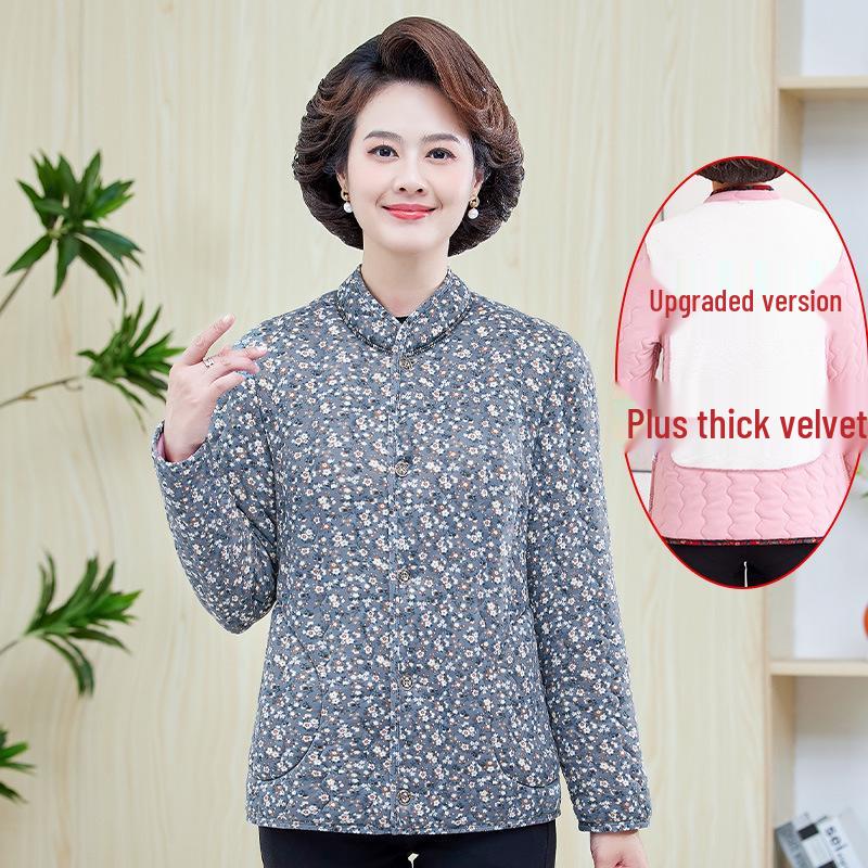 

Mom s Winter Floral Plush Cotton Jacket - Lightweight, Warm and Soft for Women 3XL (120-135 lbs)