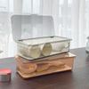 Staubdichte transparente Küchenaufbewahrungsbox mit Deckel: Teeservice, Geschirr, Schale und Stäbchenhalter mit Abtropfgestell.