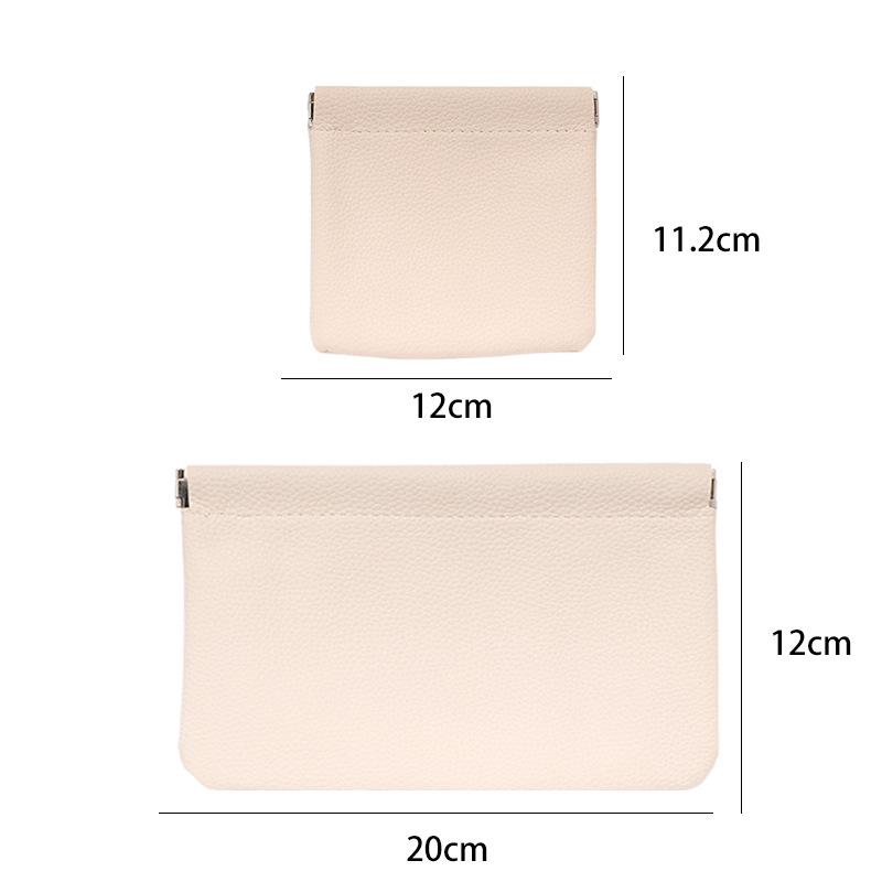 Women's Simple Solid Color Lychee Pattern Snap-Closure Coin Purse & Lipstick Bag