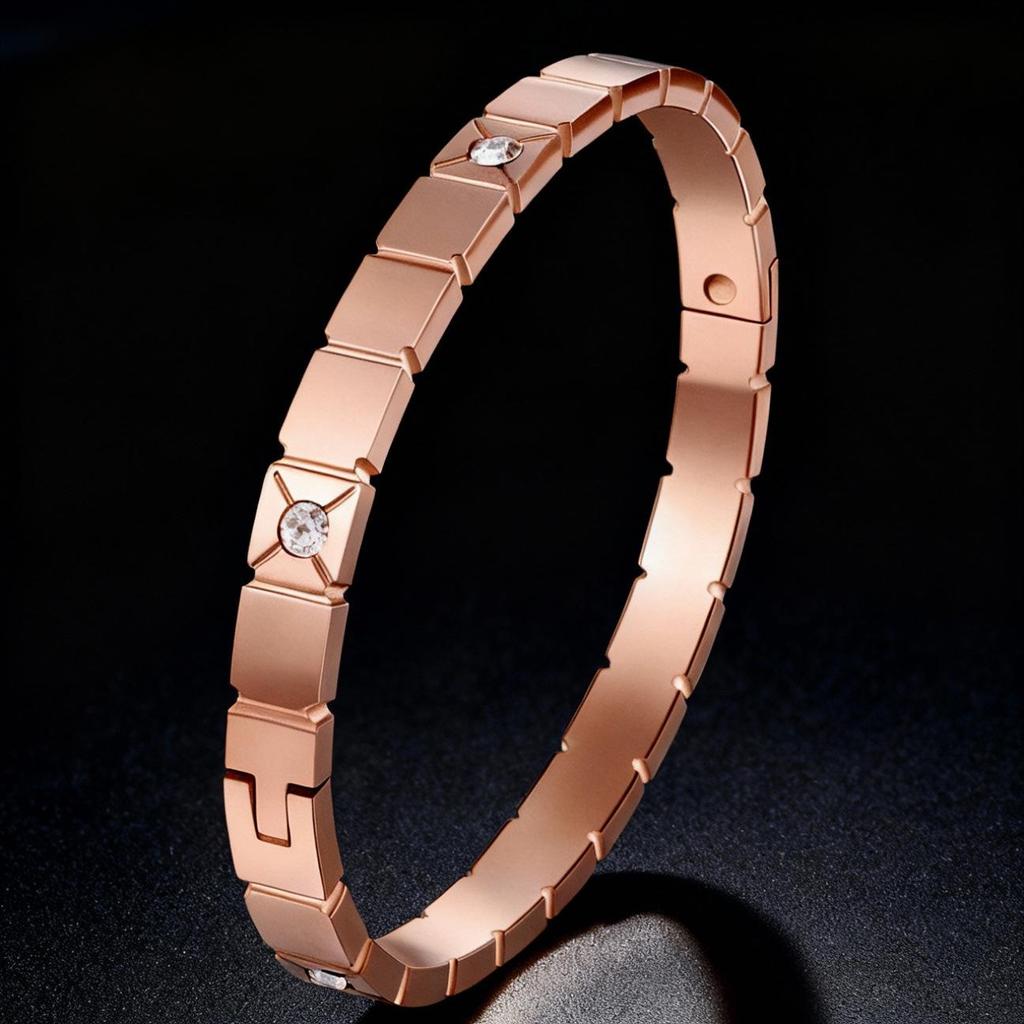 Women's Luxury Stainless Steel Bracelet: Electroplated Titanium, Full Diamond Set, European-American Style