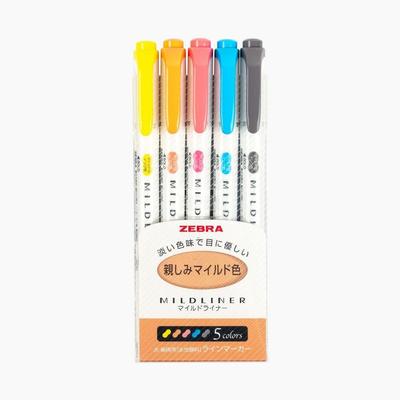 Mildliner Pastel Highlighter Set, 5 Soothing Colors, WKT7-N-5C