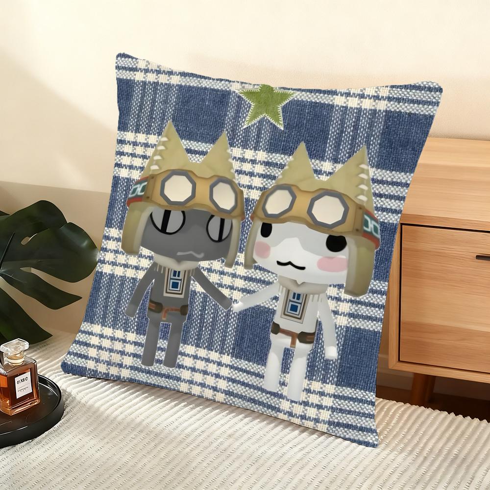 Cushion Cover Silky Short Plush Home Sofa Cushion Cover - Invisible Zipper Home Decoration Hot Movie Toro Cute Cat