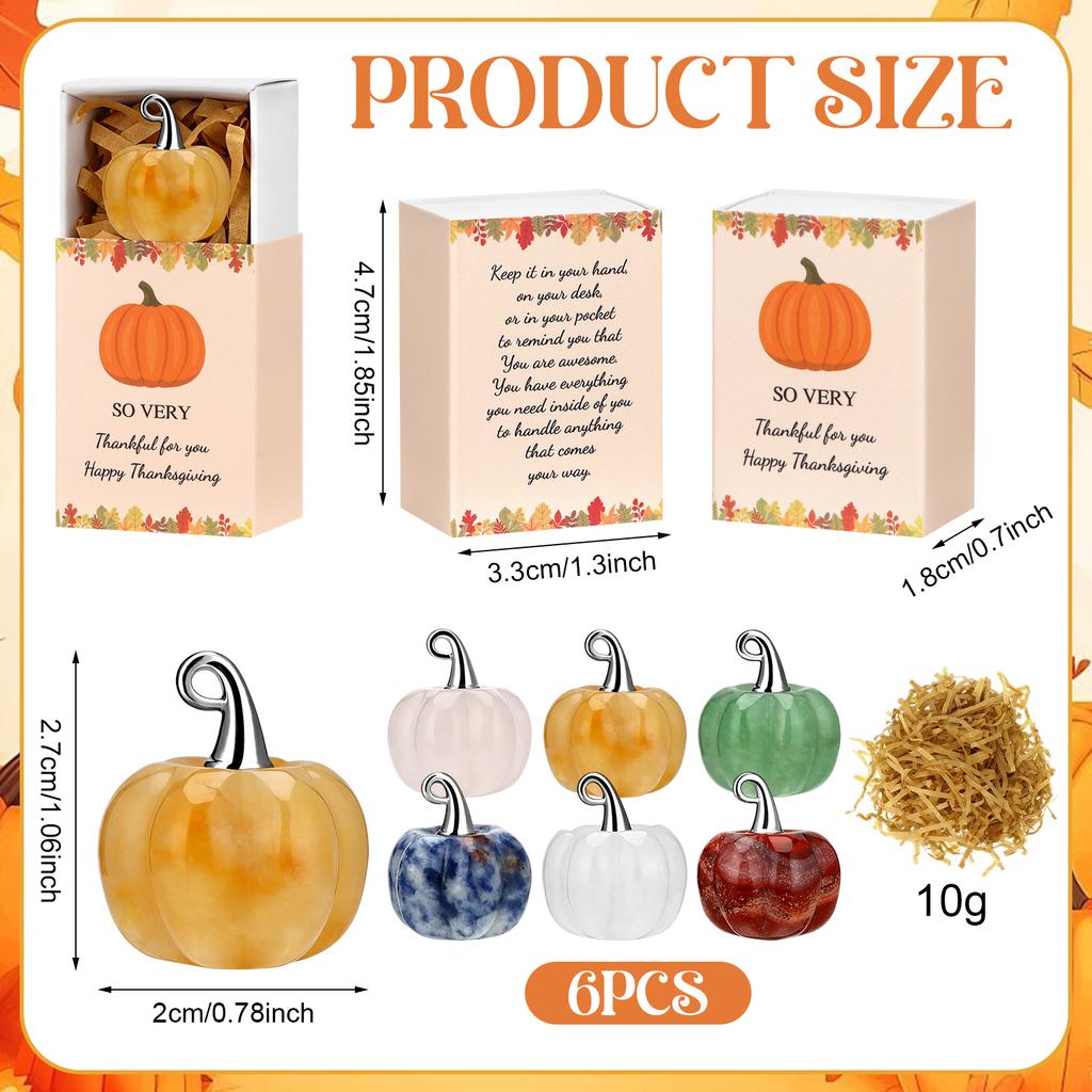 6 Set Thanksgiving Gift Crystal Pumpkin Ornaments Autumn Thank You Gifts