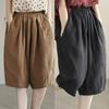 Cotton and Linen Casual Pants Women's Spring and Autumn Large Size Loose Harem Pants High Waist Slim Five-point Pants