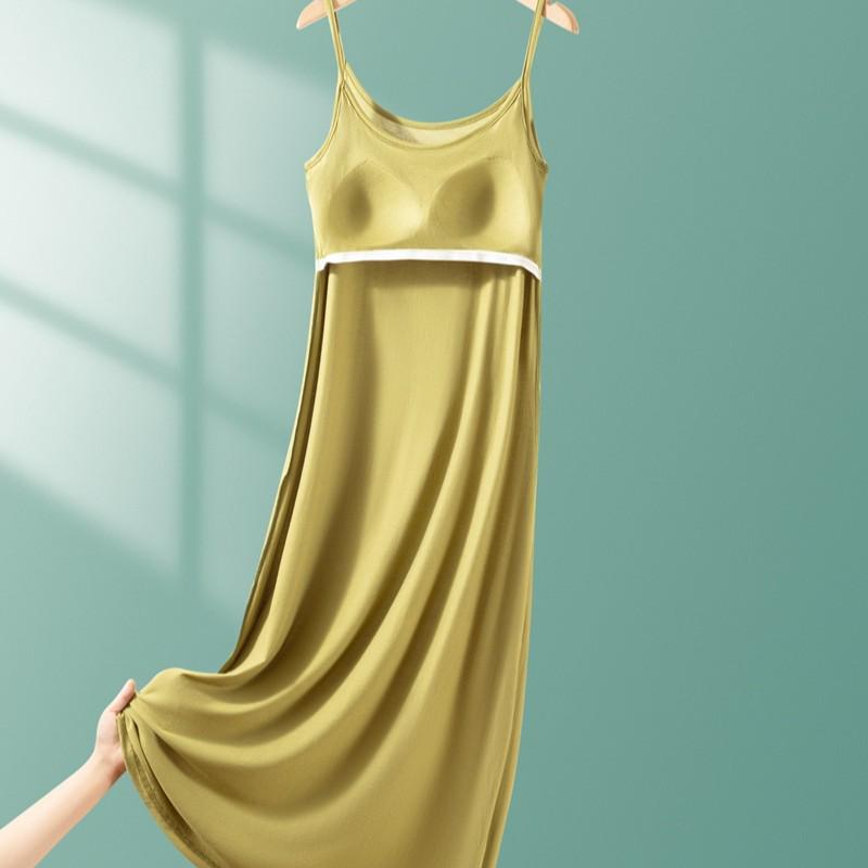 Modal Strappy Built-in Bra Summer Sleeveless Dress for Women 2025
