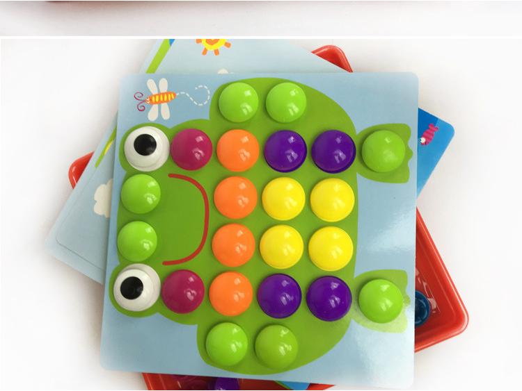 American Early Education Mushroom Peg Puzzle: Large Particle Button Toy for Children's Color Recognition and Enlightenment