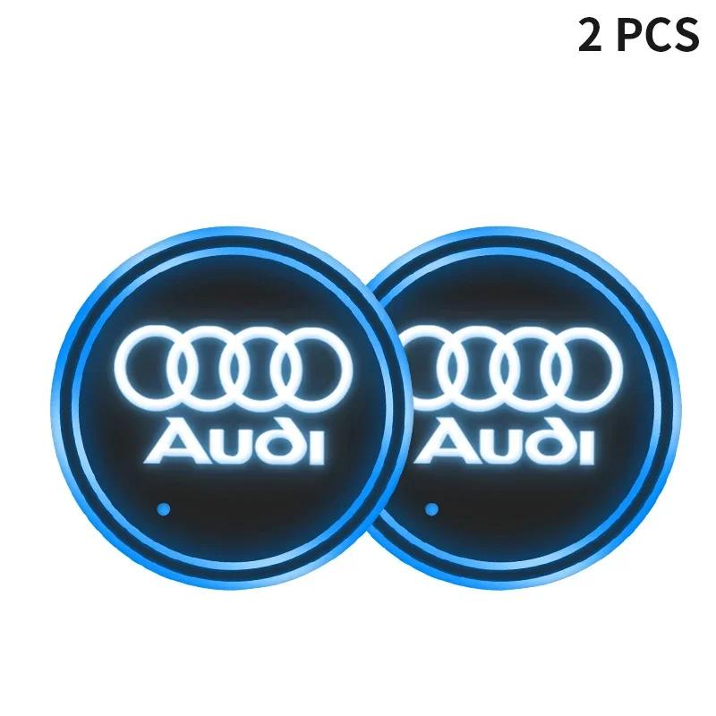 2pcs Luminous Car Logo Water Cup Coaster 7 Color For q2 A4 B5 B6 B7 8P 8V 8L A5 C7 4F A8 Q2 Q7 Q8 A3 RS3 RS4 RS5 RS6 TT 4L R8