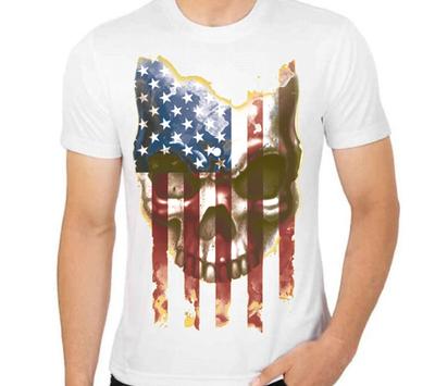 Patriotic Skull and Flag T-Shirt for Men Apparel Short Sleeve