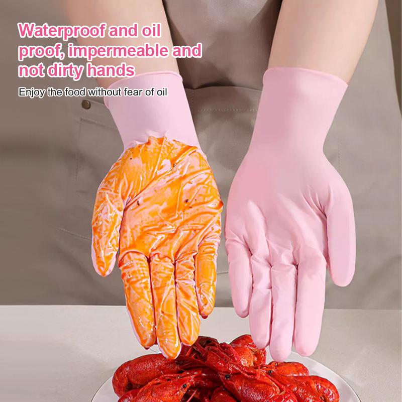 10/100PCS Pink Nitrile Gloves Disposable Latex Gloves Powder Free for Household Cleaning Beauty Salon Working Kitchen Gloves