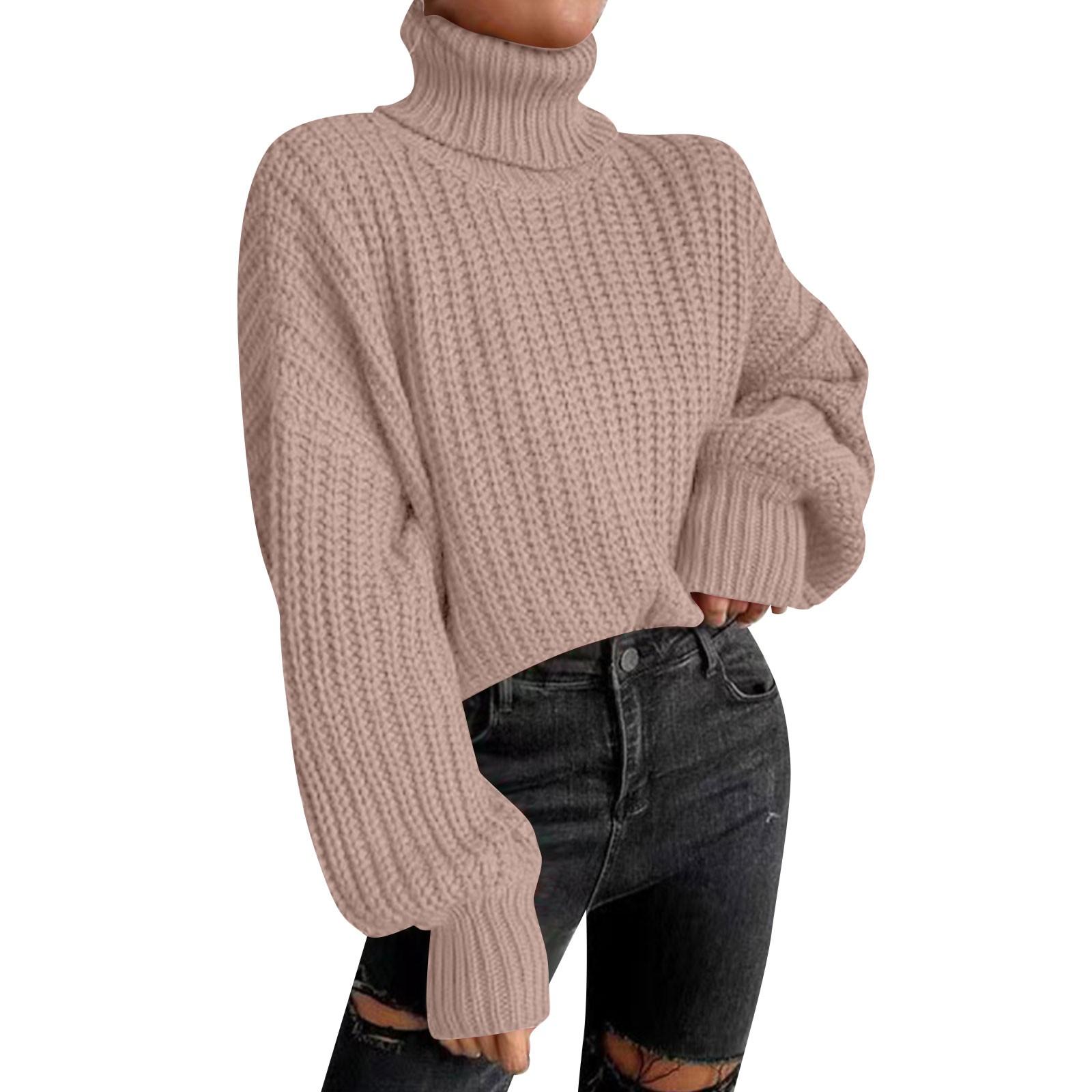 

Женский модный свитер с высоким воротом и длинным рукавом, повседневный свитер XL верблюд