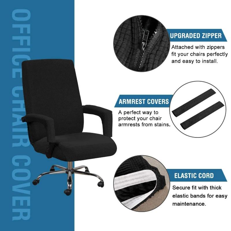 M/L Size Elastic Office Computer Chair Cover Modern Anti-Dirty Boss Rotating Chair Seat Case Removable With Armrest Covers