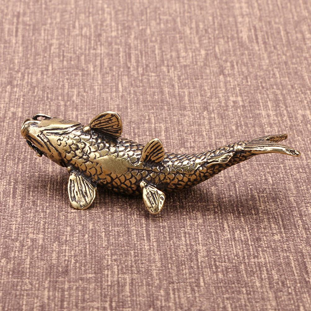 Kupfer Koi Ornament Karpfen Figur Statue Schreibtischschmuck Tisch Vintage Dekor Handwerk Retro Zuhause Modell Tischplatte