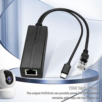 Kleiner USB C POE Splitter USB C 5V Aktiver PoE zu USB C Adapter, 48V Eingang zu 5V Ausgang für Überwachungskameras