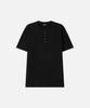 DRAW FIT Fine Ribbed Henley Neck Half T-Shirt [Black]
