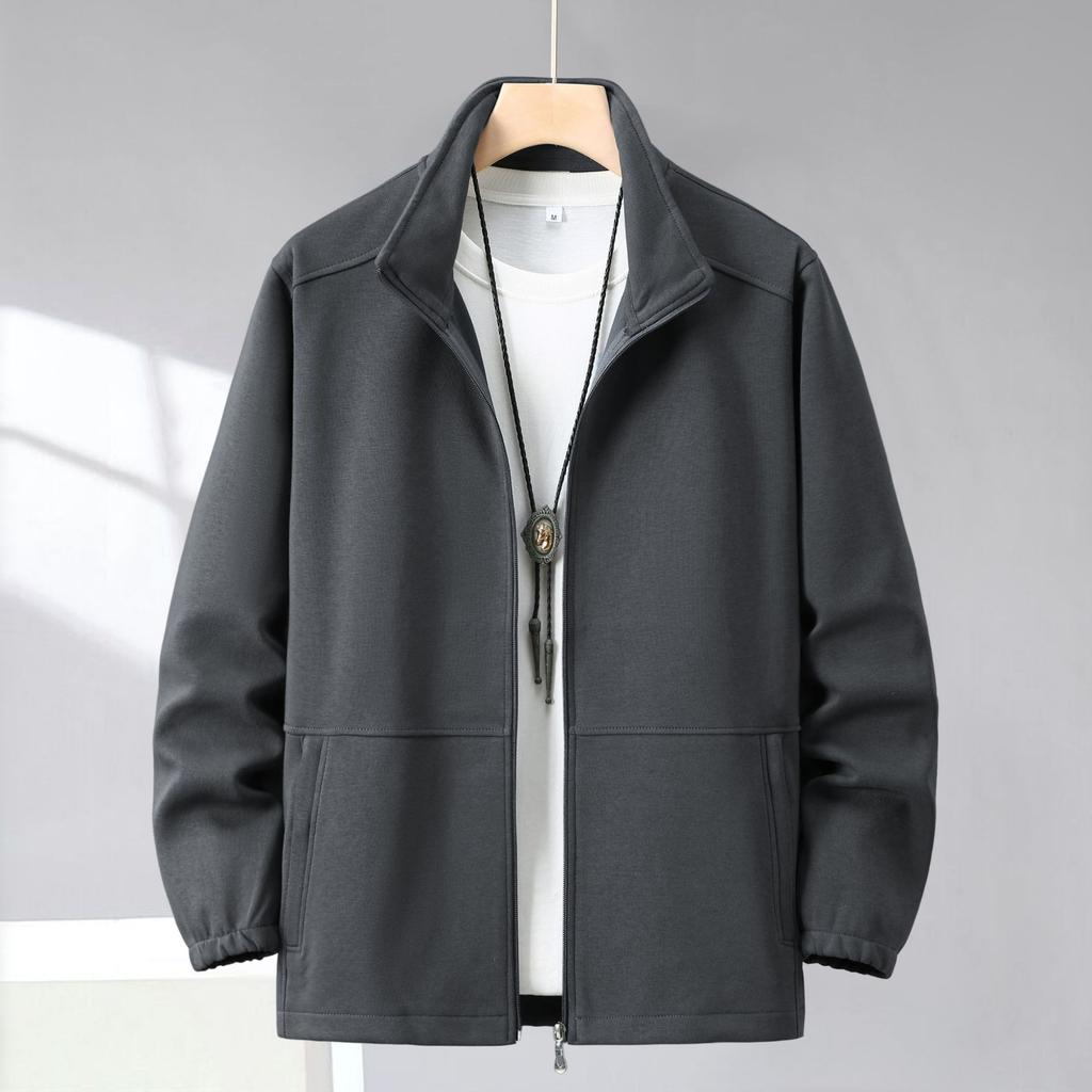 Men's Fall/Winter Minimalist Casual Collared Cardigan Oversized Solid-Color Jacket
