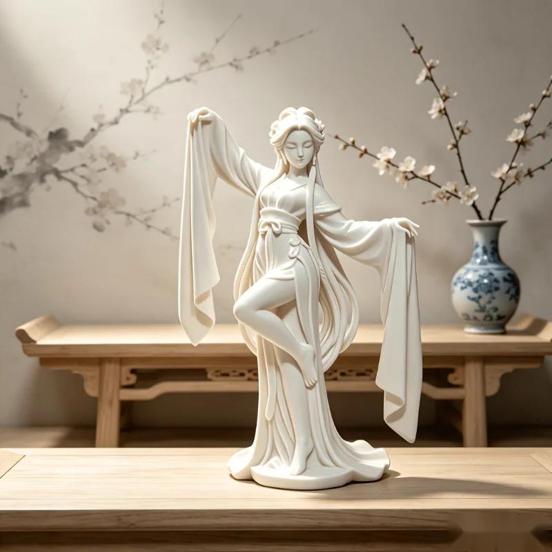 1‑Pack 3D‑Printed Chinese‑Style Water‑Sleeve Dancer Figurine, Elegant Dance Statue, Creative Home Desktop Ornament