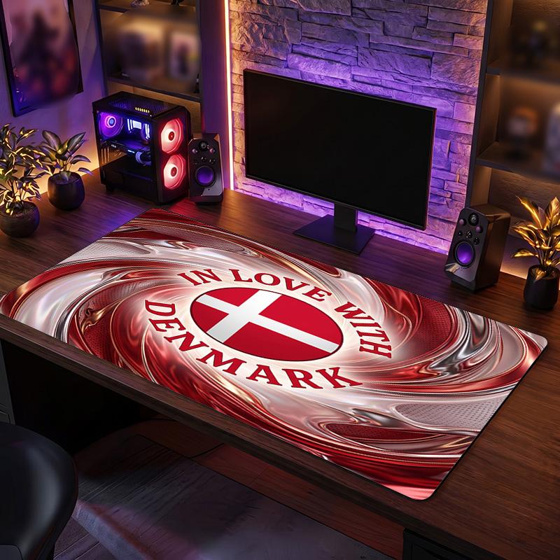 Denmark Football Crest Mouse Pad, Extended Non Slip Rubber Desk Mat for Gaming Office Laptop Fan Gift