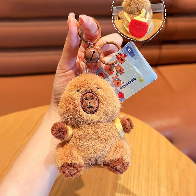 Jinnew Tennis Table Badminton Tennis Backpack Capybara Plush Pendant Keychain