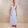 2025 Summer European and American Cross-border Foreign Trade New Fashion and Thin Temperament Elegant Striped Shoulder Straps Front and Rear V-neck